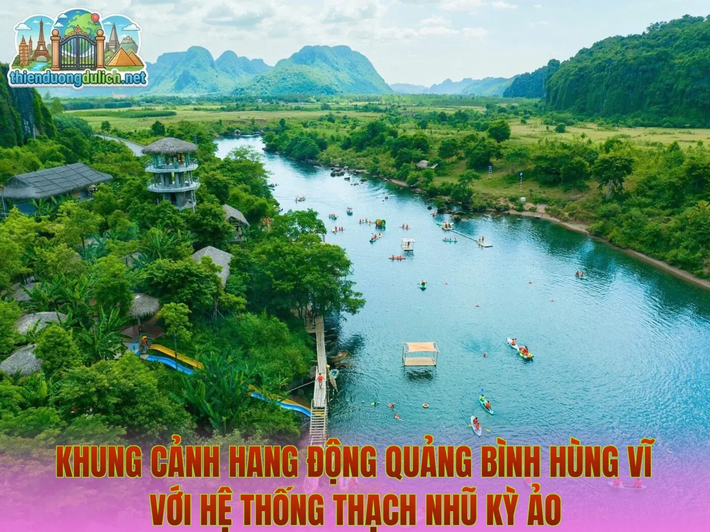 Khung cảnh hang động Quảng Bình hùng vĩ với hệ thống thạch nhũ kỳ ảo